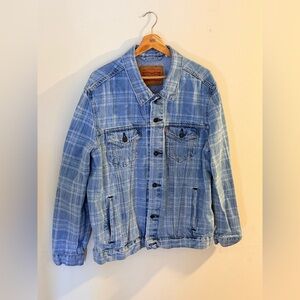Levi's Rare Vintage Light Blue Plaid Denim Trucker Jacket